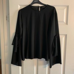 Topshop tie sleeve blouse black